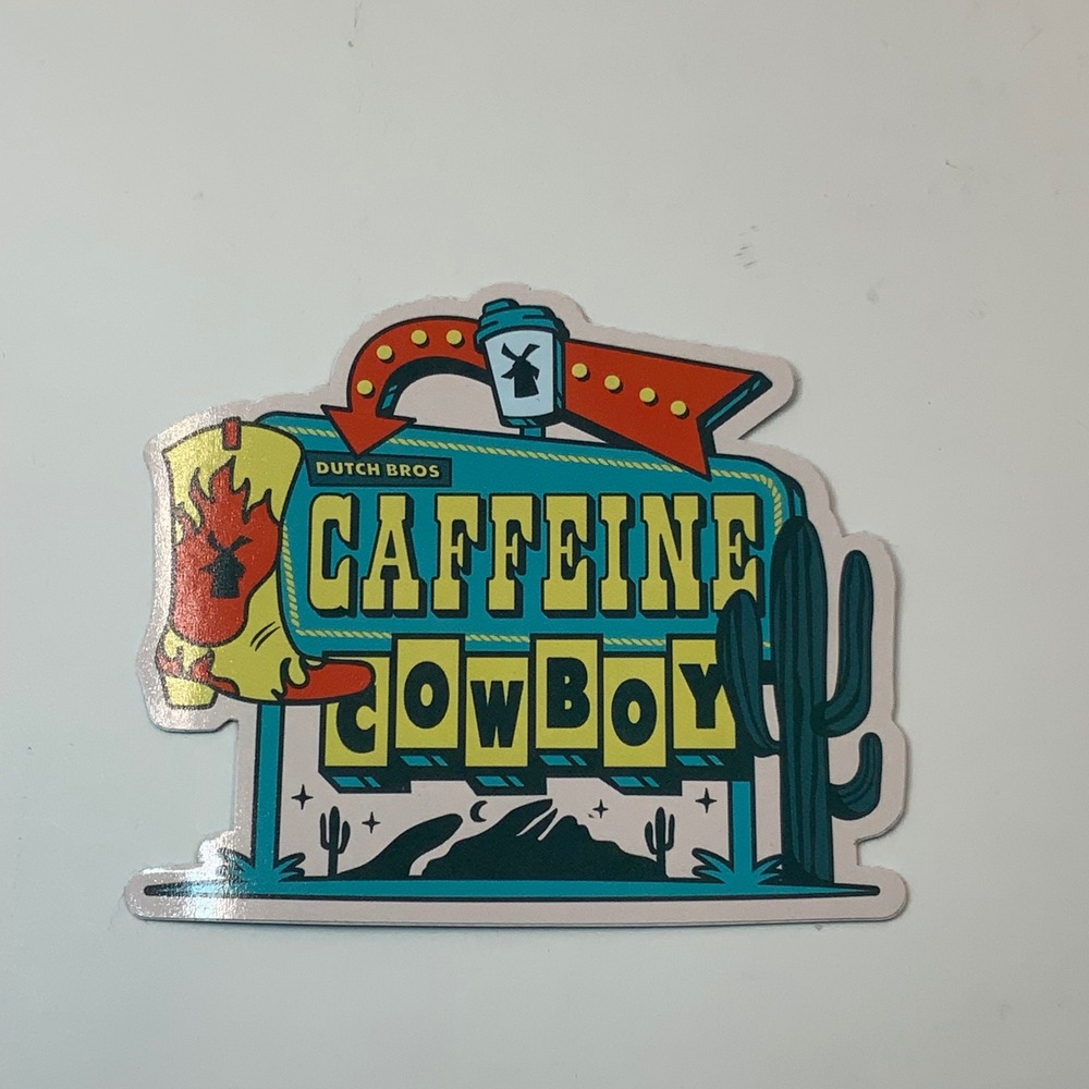 Dutch Bros Caffeine Cowboy Sticker August 6 2025 Coffee Collectible Vinyl Decal